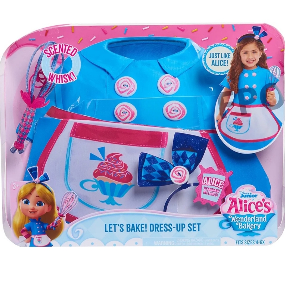 Brand New in Box Alice in Wonderland Bakery size 4-6X 3 Piece Dress Up Set